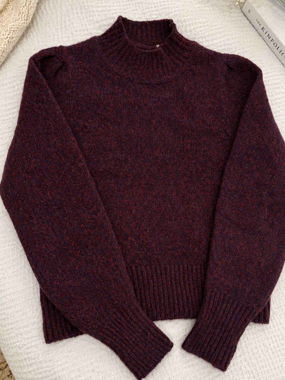 Veronica Beard Maroon Mock Neck Sweater